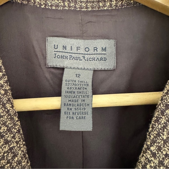 Vintage John Paul Richard Check Plaid Blazer Coat Size 12 - Picture 2 of 10